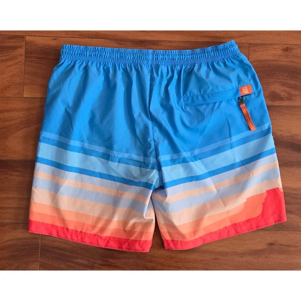 State Forty Eight Mens Blue Sunset Stripe Arizona Desert Swim Trunks Size Large
